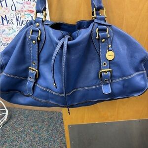 Rabeanco soft gor Blue Leather Shoulder Bag large 20”x10x6” purse or weekender